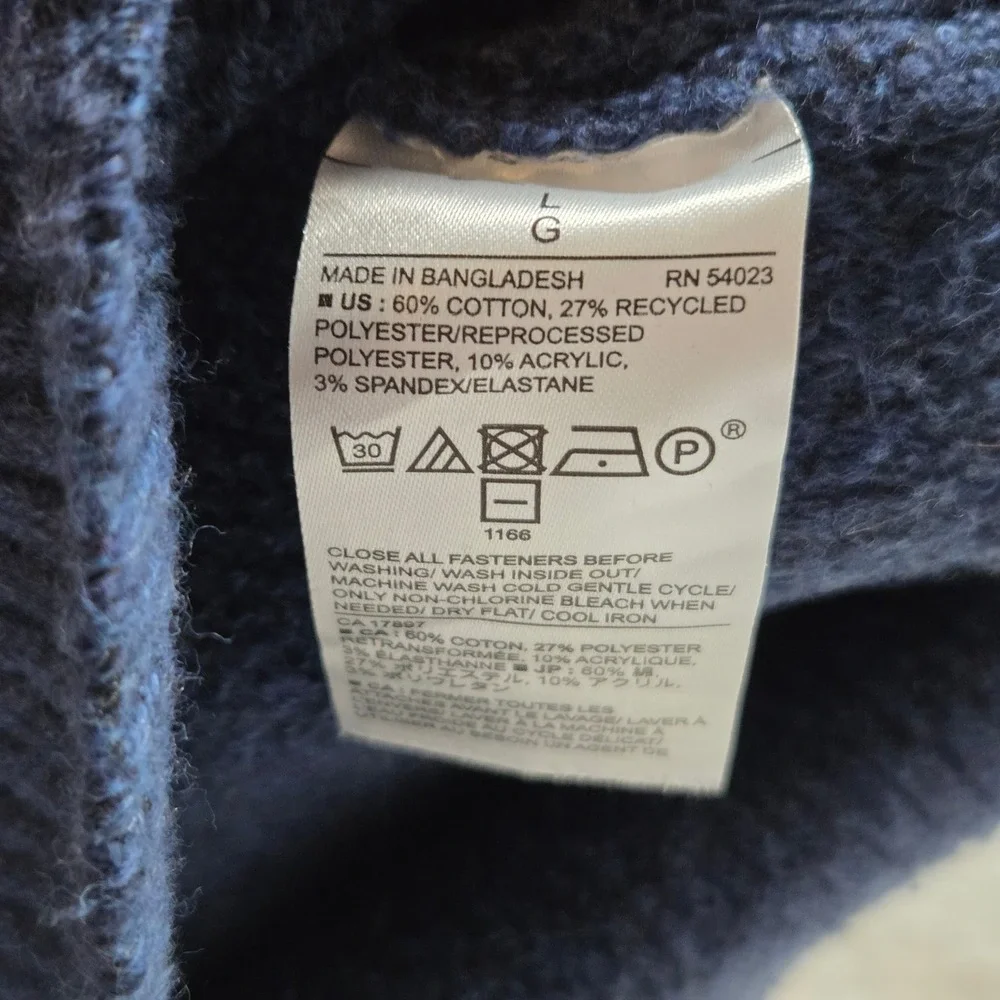 Banana Republic Waffle Knit Mock Neck Sweater Mens L Blue Button Henley Raglan